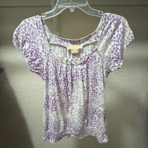 Michael Kors (Petite) Purple and White Print Blouse